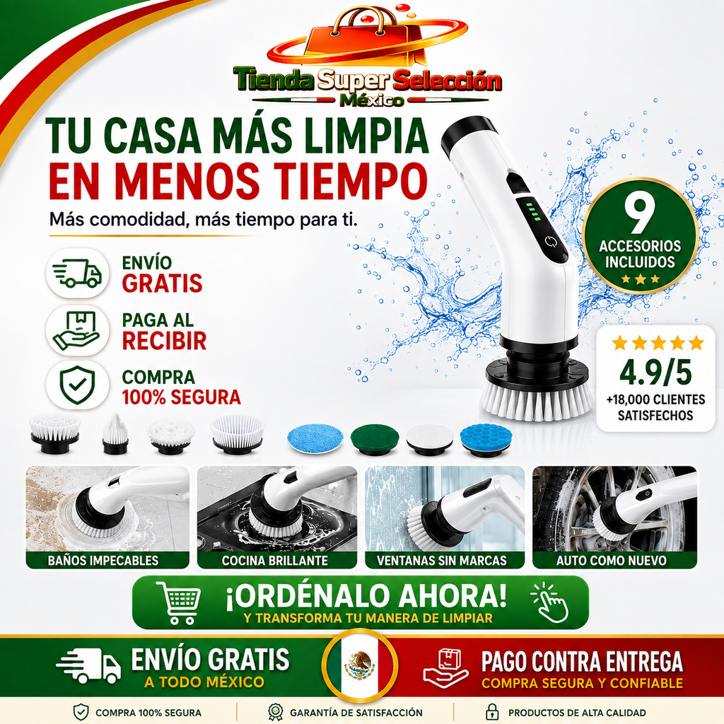 Cepillo Eléctrico Recargable  9 En 1 | Limpia Sin Esfuerzo