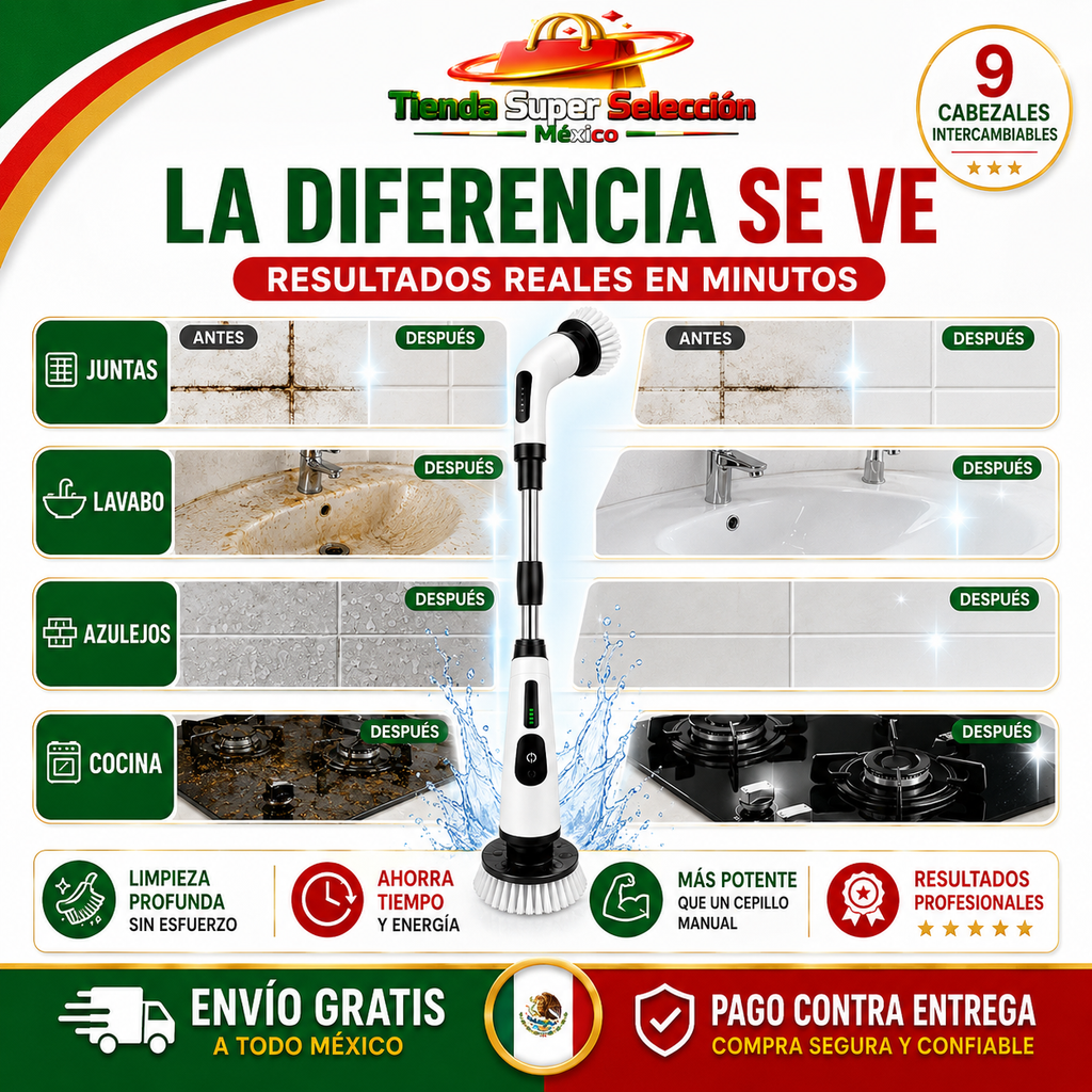 Cepillo Eléctrico Recargable  9 En 1 | Limpia Sin Esfuerzo