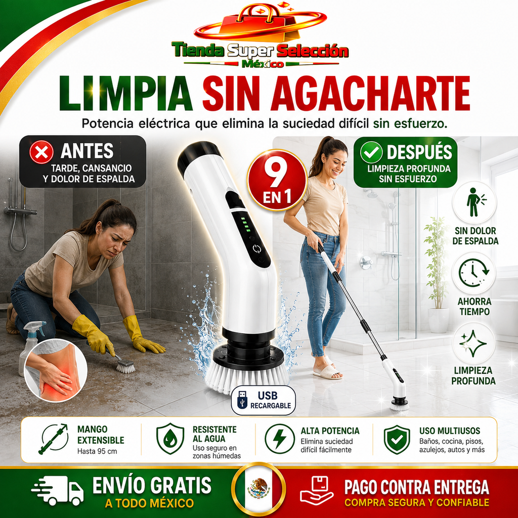Cepillo Eléctrico Recargable  9 En 1 | Limpia Sin Esfuerzo