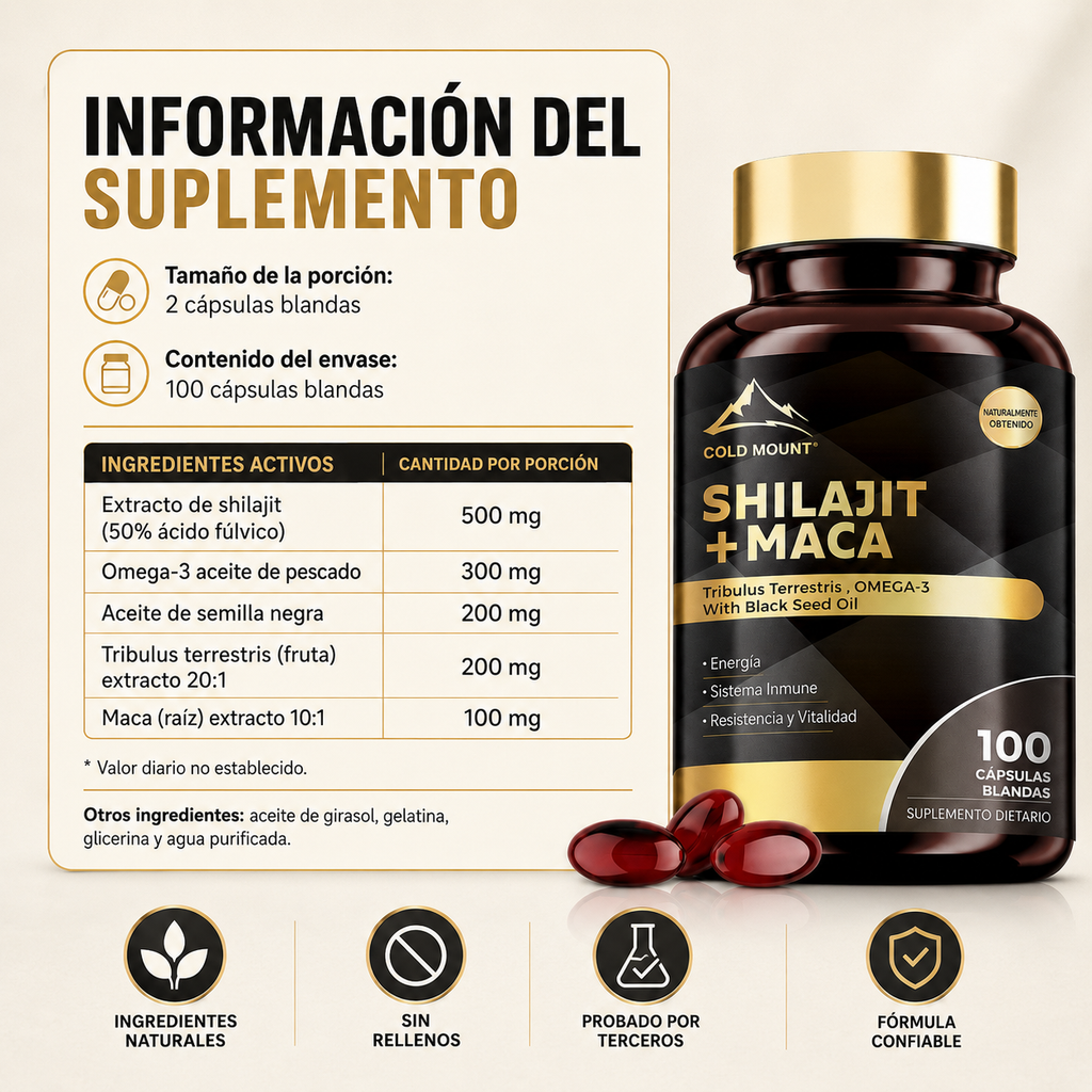 💊⚡Suplemento Shilajit + Maca 100 capsulas⚡💊